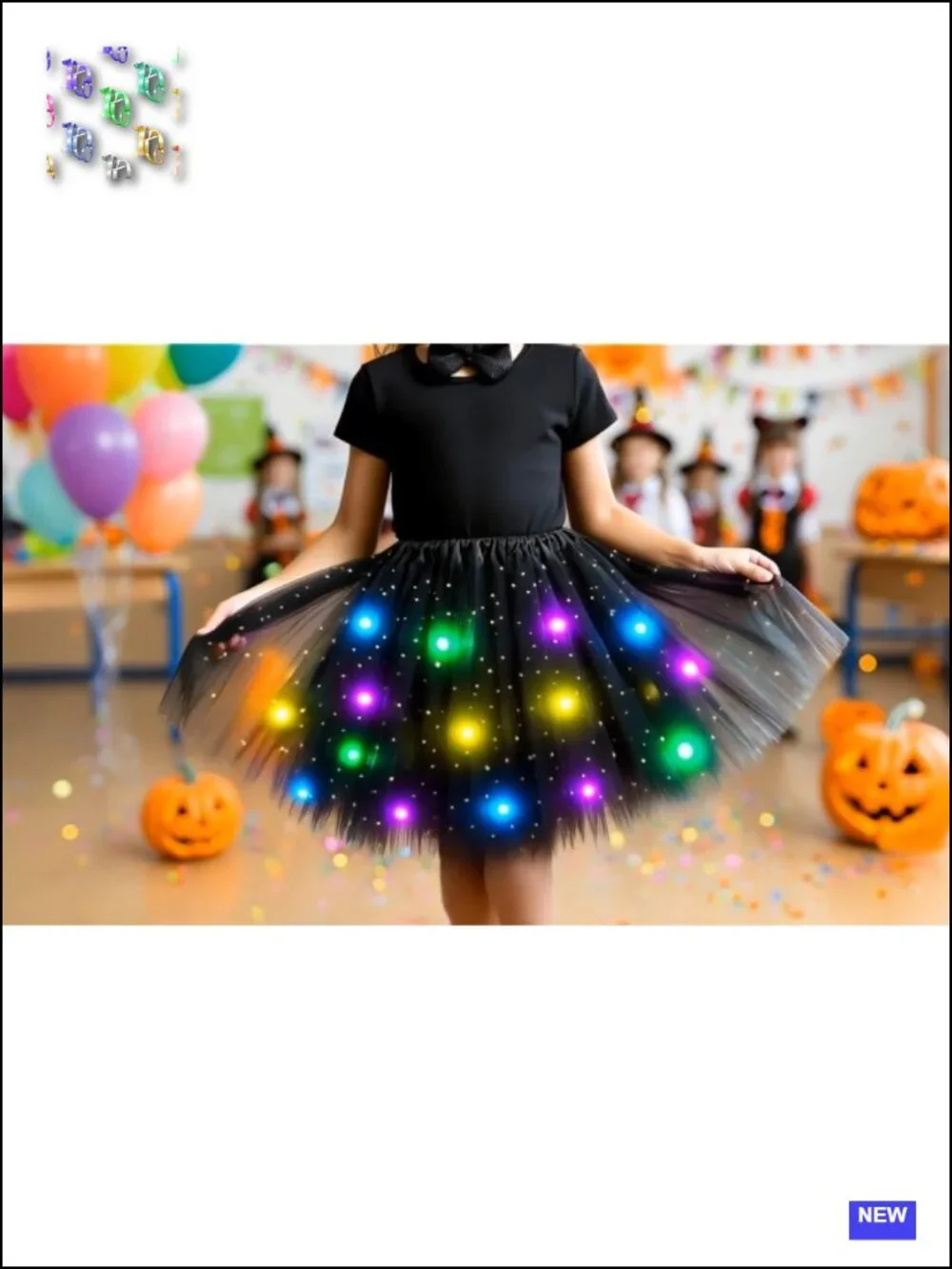 LED Light Up Cat Costume Set Tutu Skirt Headband Tail Bow Tie